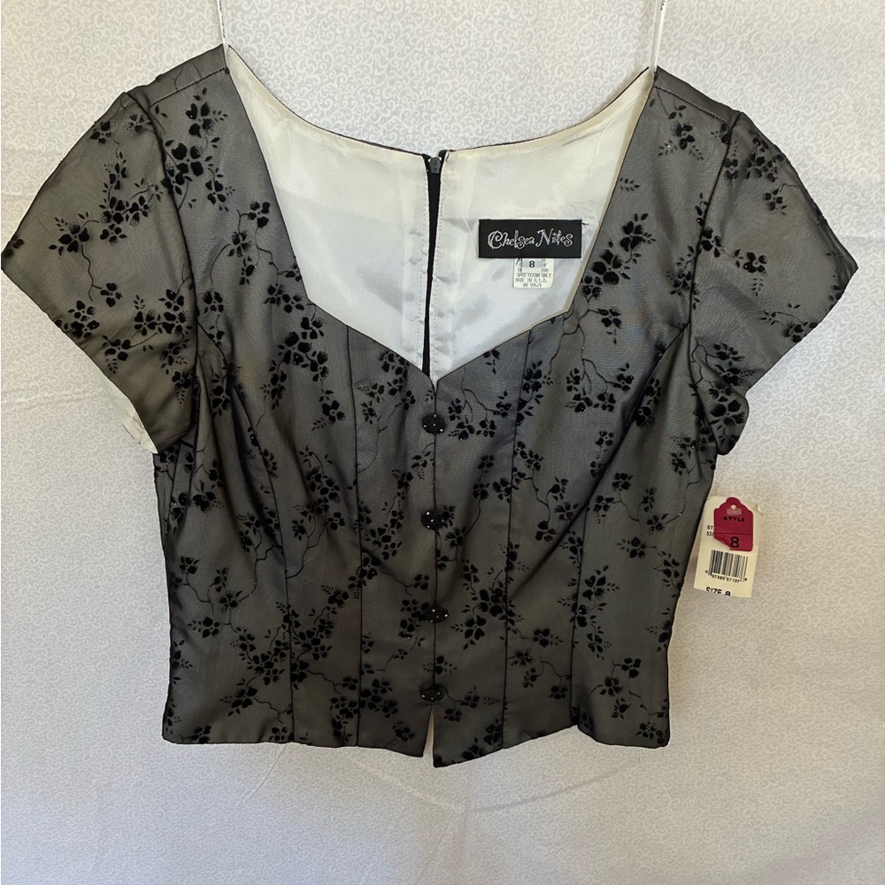 Chelsea Nites Black Floral Blouse